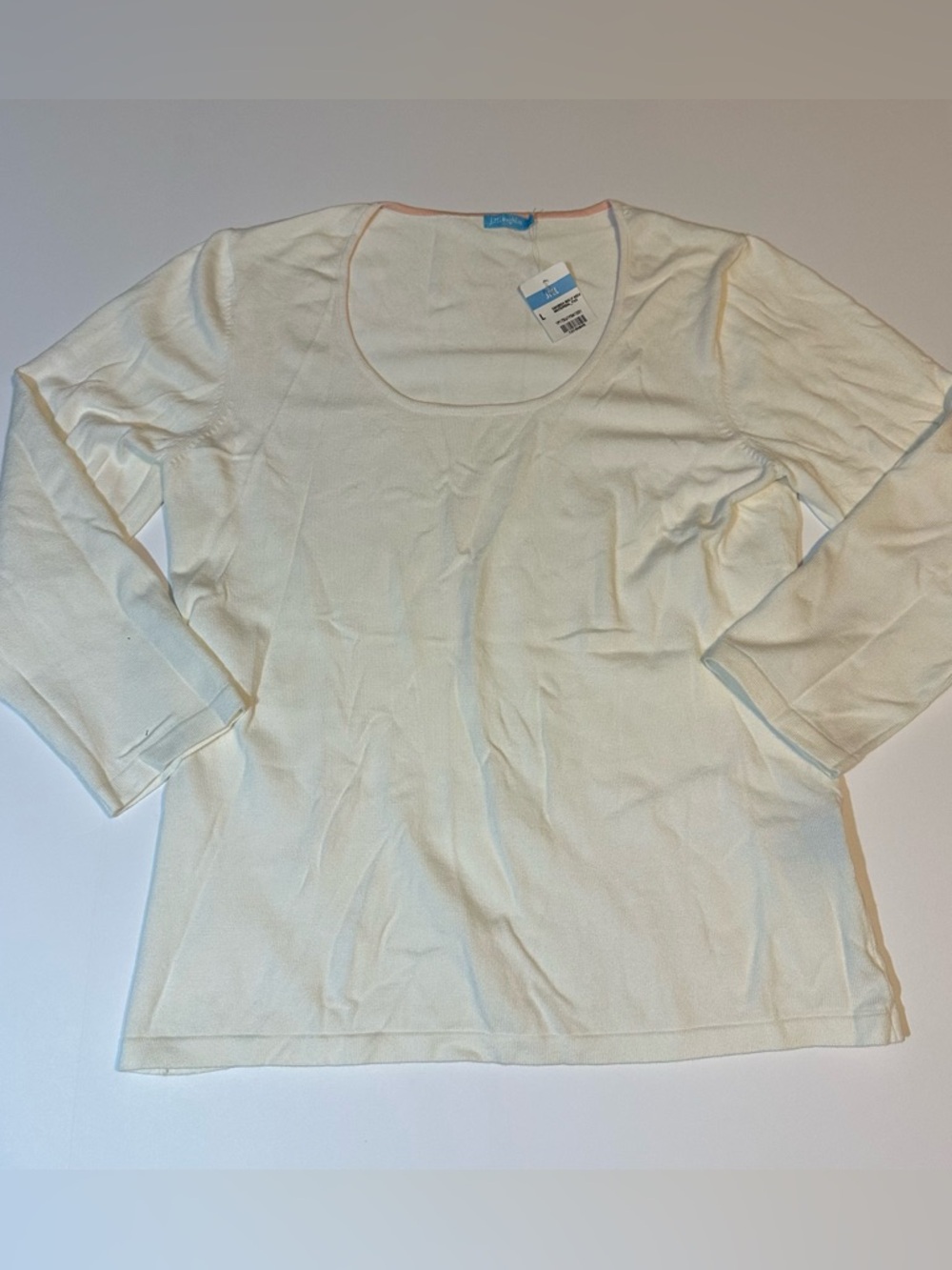 J. McLaughlin Cameron Scoop Neck Knit Top Sweater White Stretch